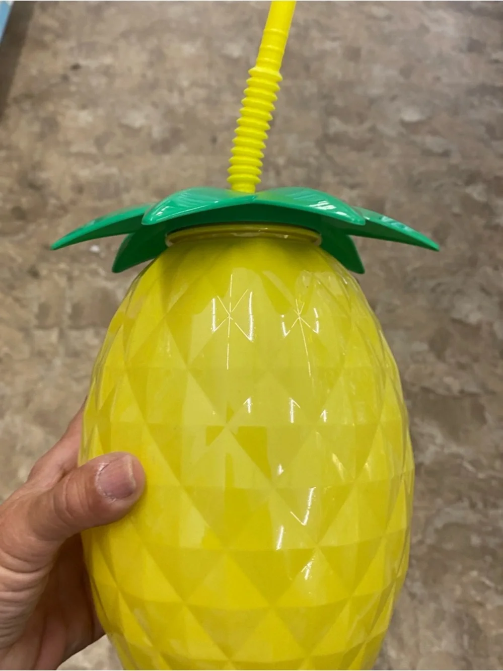 Yellow Pineapple Drink Cup with Green Leaf Lid - Party Serveware